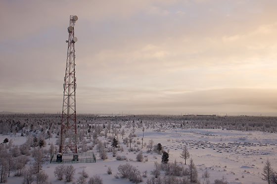 cell tower in snowy area