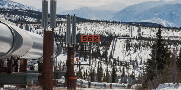 Alaska pipeline in winter